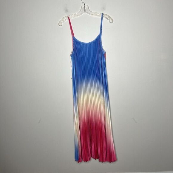 Sam Edelman Satin Pleated Dress Womens Large Ombre Missing Belt - Picture 6 of 10